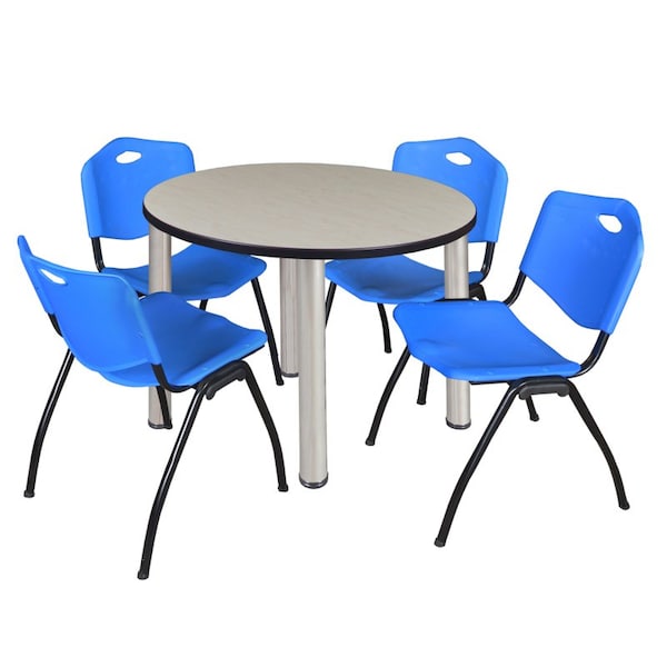 Kee Kee Round Table & Chair Set, Wood, Metal, Plastic Top, Maple TB36RNDPLBPCM47BE - main